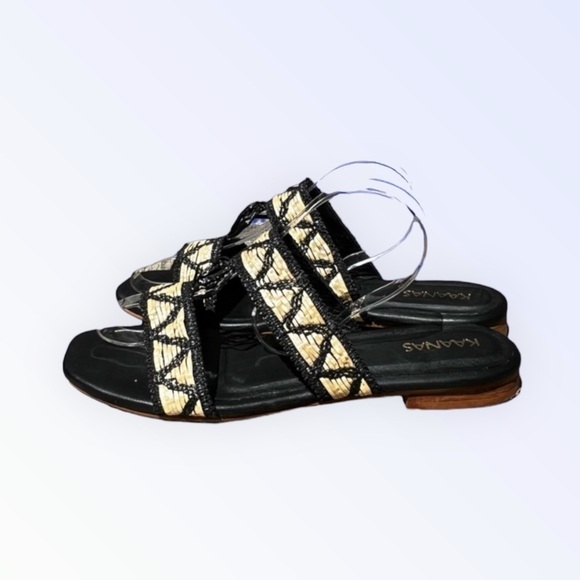 🌻Kaanas Black & Tan Woven Sandals Size 8 - Picture 2 of 10